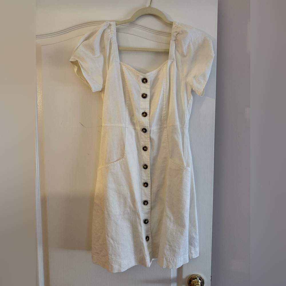 Madewell Cream Button-Front Mini Dress